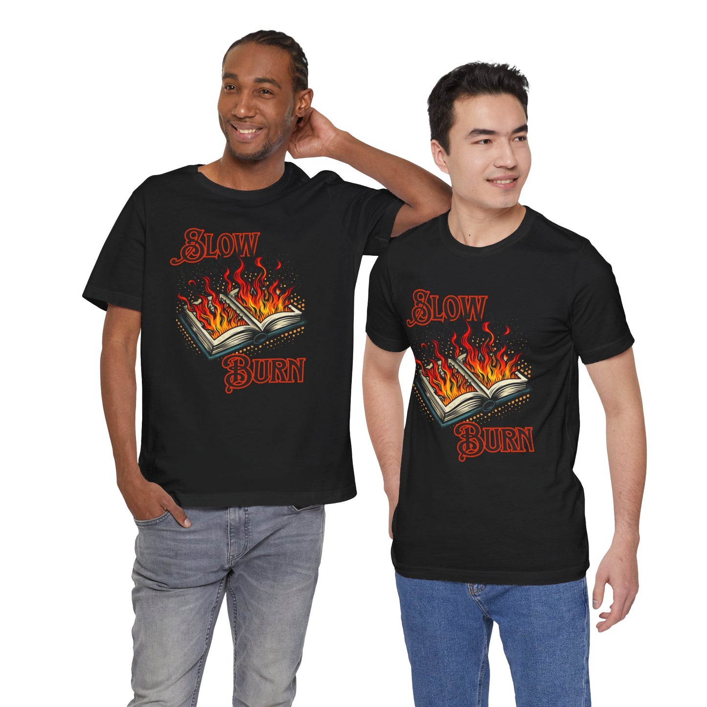 "Slow Burn - Flaming Book" Graphic T-Shirt