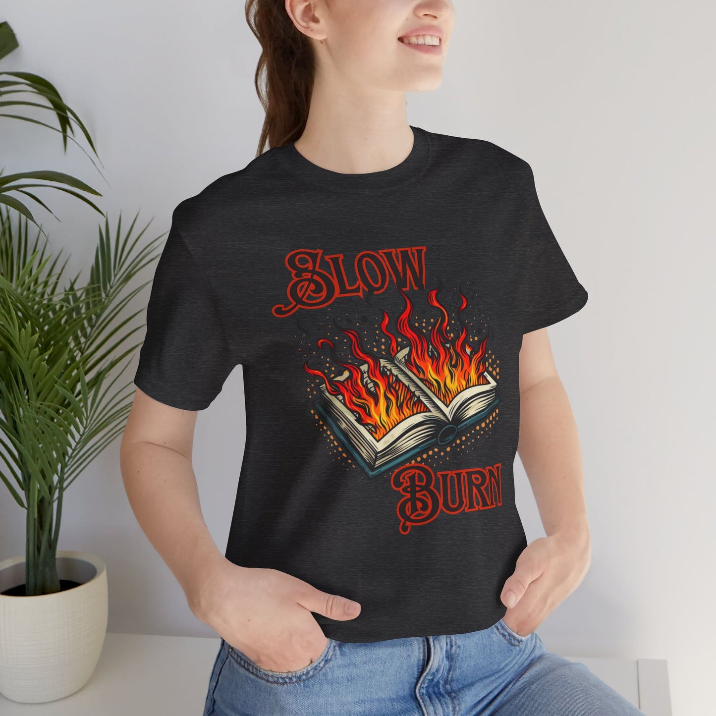 "Slow Burn - Flaming Book" Graphic T-Shirt