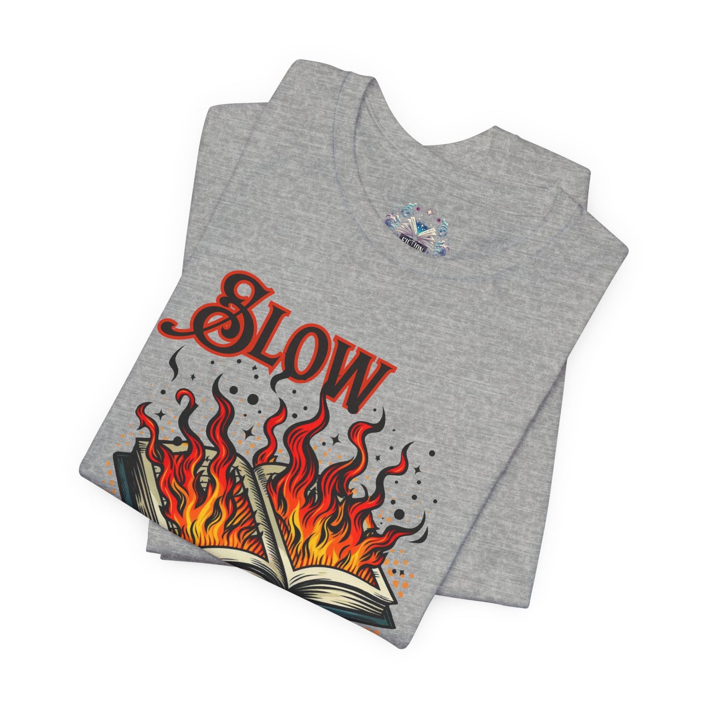 "Slow Burn - Flaming Book" Graphic T-Shirt