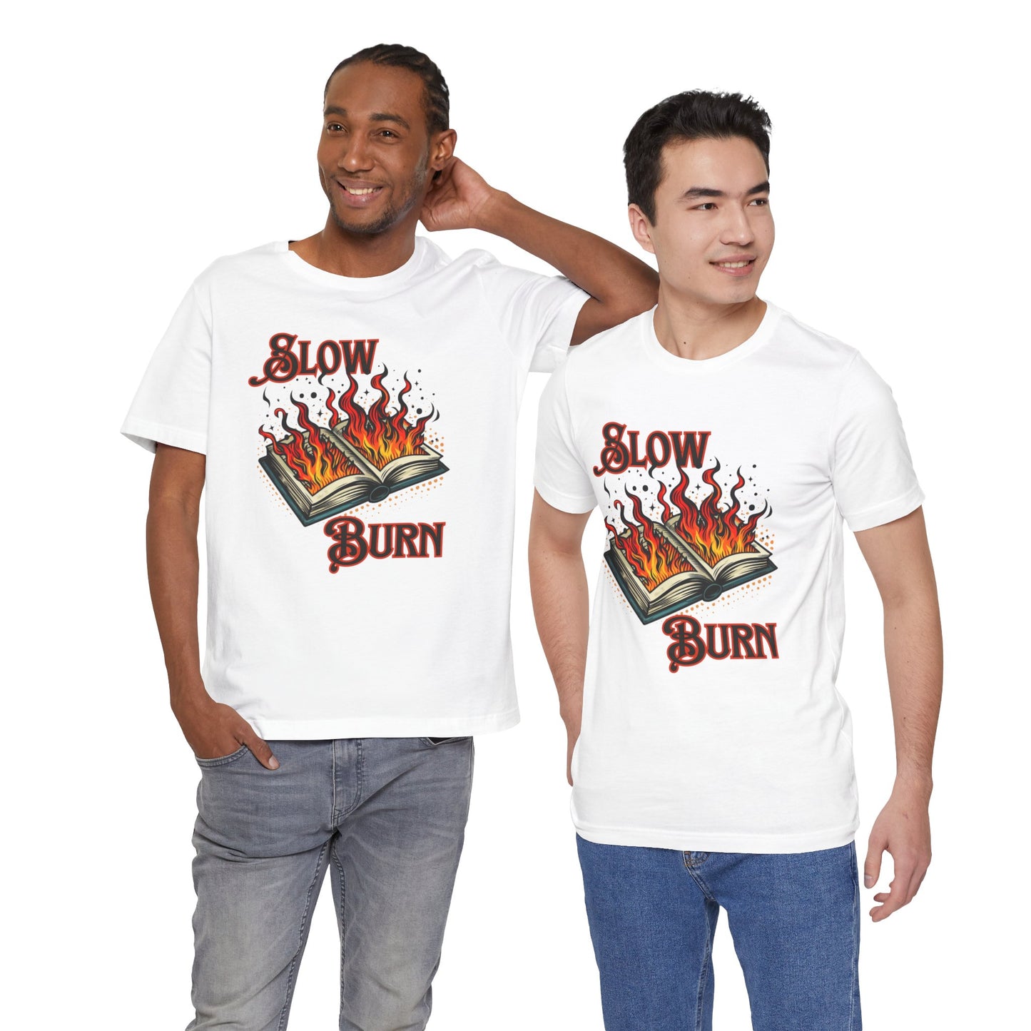 "Slow Burn - Flaming Book" Graphic T-Shirt