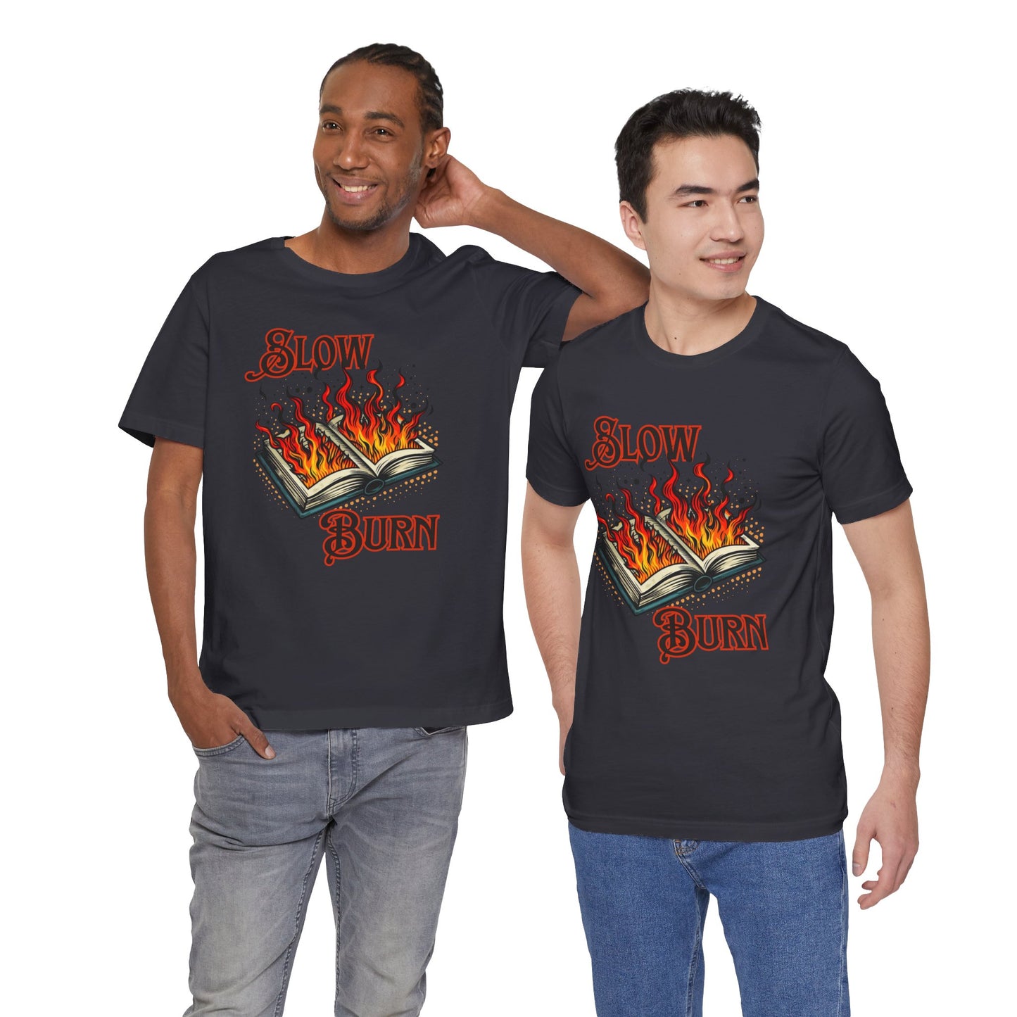 "Slow Burn - Flaming Book" Graphic T-Shirt