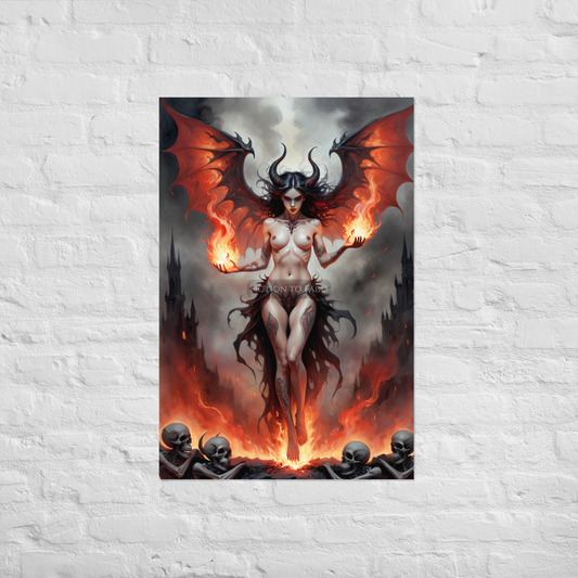 "Fiery Demon Queen" Menacing Fantasy Poster