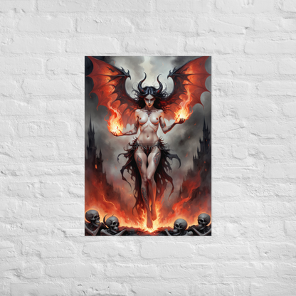 "Fiery Demon Queen" Menacing Fantasy Poster