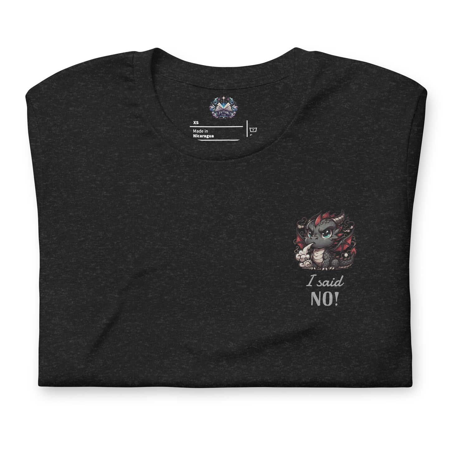 "I Said NO!" Chibi Dragon Embroidered T-Shirt